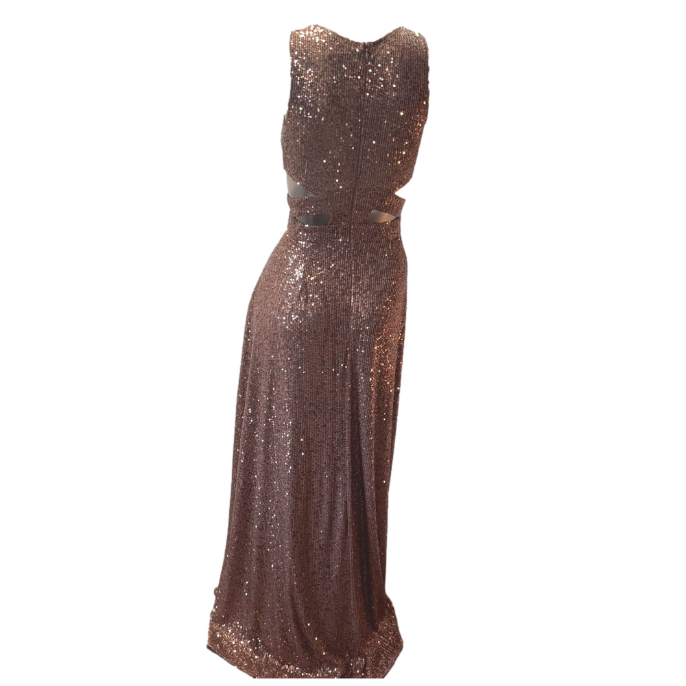 Fashion Nova Bronze Sequin Grad Dress - Picture 9 of 16